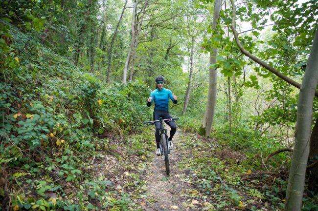 MTB Trails Award Foto van mountainbiker met duimen omhoog